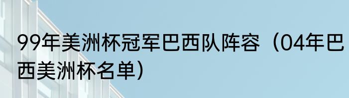99年美洲杯冠军巴西队阵容（04年巴西美洲杯名单）