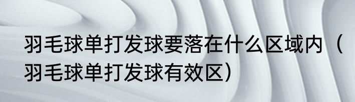 羽毛球单打发球要落在什么区域内（羽毛球单打发球有效区）