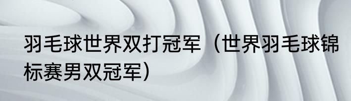 羽毛球世界双打冠军（世界羽毛球锦标赛男双冠军）