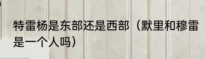 特雷杨是东部还是西部（默里和穆雷是一个人吗）