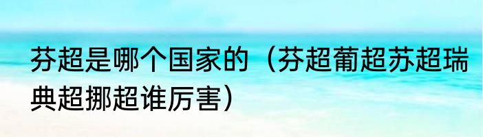 芬超是哪个国家的（芬超葡超苏超瑞典超挪超谁厉害）
