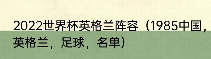 2022世界杯英格兰阵容（1985中国，英格兰，足球，名单）