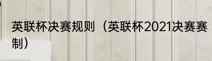 英联杯决赛规则（英联杯2021决赛赛制）
