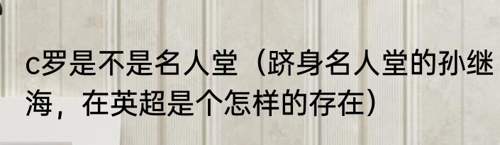 c罗是不是名人堂（跻身名人堂的孙继海，在英超是个怎样的存在）
