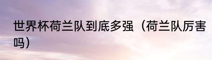 世界杯荷兰队到底多强（荷兰队厉害吗）