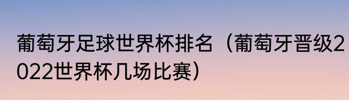 葡萄牙足球世界杯排名（葡萄牙晋级2022世界杯几场比赛）