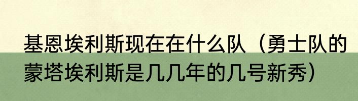 基恩埃利斯现在在什么队（勇士队的蒙塔埃利斯是几几年的几号新秀）