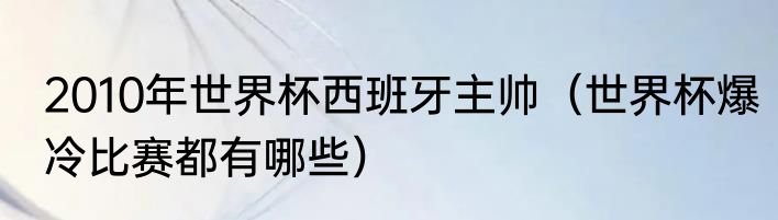 2010年世界杯西班牙主帅（世界杯爆冷比赛都有哪些）