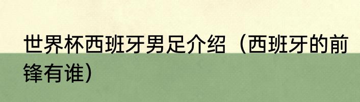 世界杯西班牙男足介绍（西班牙的前锋有谁）
