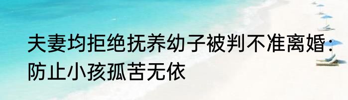 夫妻均拒绝抚养幼子被判不准离婚：防止小孩孤苦无依