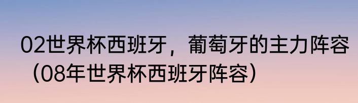 02世界杯西班牙，葡萄牙的主力阵容（08年世界杯西班牙阵容）