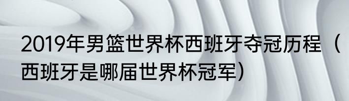 2019年男篮世界杯西班牙夺冠历程（西班牙是哪届世界杯冠军）