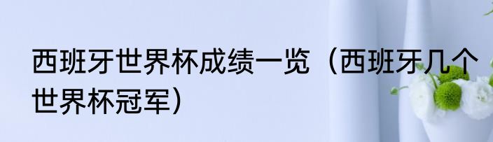 西班牙世界杯成绩一览（西班牙几个世界杯冠军）
