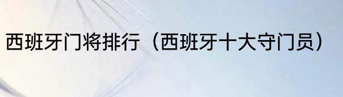 西班牙门将排行（西班牙十大守门员）