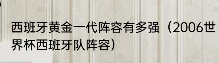 西班牙黄金一代阵容有多强（2006世界杯西班牙队阵容）