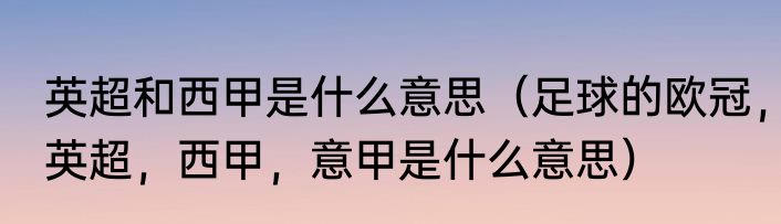 英超和西甲是什么意思（足球的欧冠，英超，西甲，意甲是什么意思）