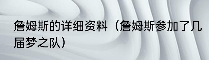 詹姆斯的详细资料（詹姆斯参加了几届梦之队）