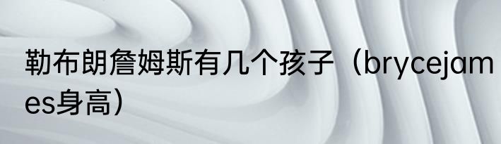 勒布朗詹姆斯有几个孩子（brycejames身高）