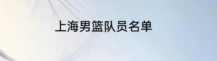 上海男篮队员名单