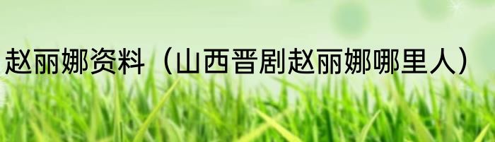 赵丽娜资料（山西晋剧赵丽娜哪里人）