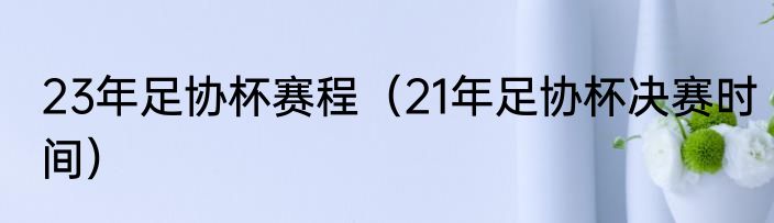 23年足协杯赛程（21年足协杯决赛时间）