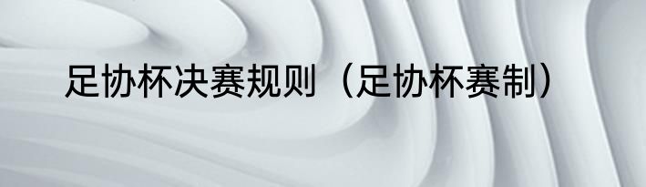 足协杯决赛规则（足协杯赛制）