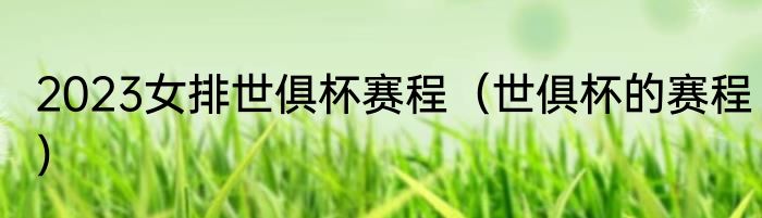 2023女排世俱杯赛程（世俱杯的赛程）