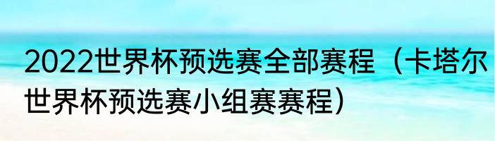 2022世界杯预选赛全部赛程（卡塔尔世界杯预选赛小组赛赛程）