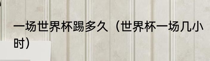一场世界杯踢多久（世界杯一场几小时）