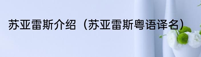 苏亚雷斯介绍（苏亚雷斯粤语译名）