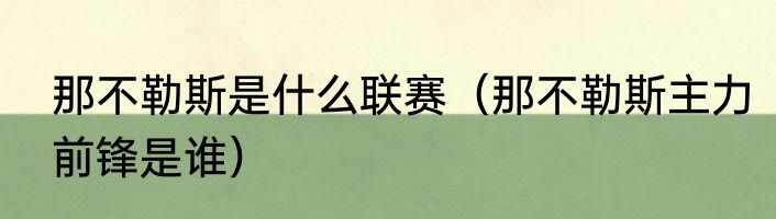 那不勒斯是什么联赛（那不勒斯主力前锋是谁）