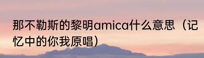 那不勒斯的黎明amica什么意思（记忆中的你我原唱）