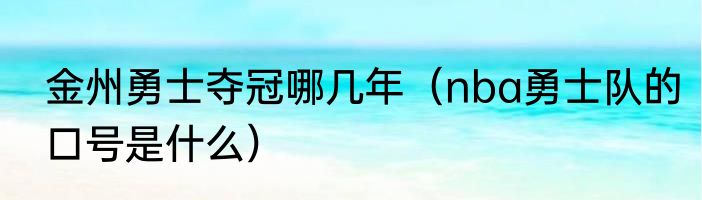 金州勇士夺冠哪几年（nba勇士队的口号是什么）