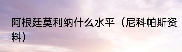 阿根廷莫利纳什么水平（尼科帕斯资料）