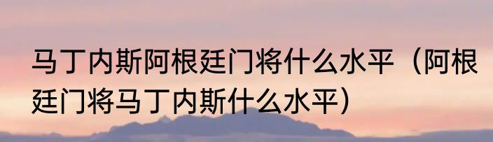 马丁内斯阿根廷门将什么水平（阿根廷门将马丁内斯什么水平）