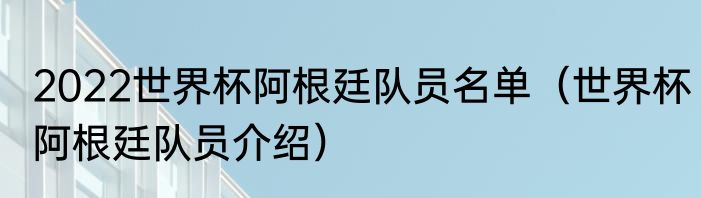 2022世界杯阿根廷队员名单（世界杯阿根廷队员介绍）