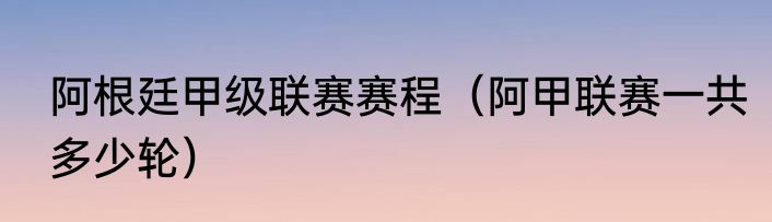 阿根廷甲级联赛赛程（阿甲联赛一共多少轮）