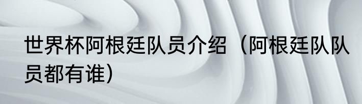 世界杯阿根廷队员介绍（阿根廷队队员都有谁）