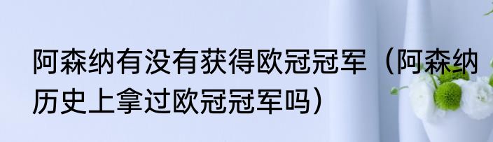 阿森纳有没有获得欧冠冠军（阿森纳历史上拿过欧冠冠军吗）