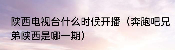 陕西电视台什么时候开播（奔跑吧兄弟陕西是哪一期）