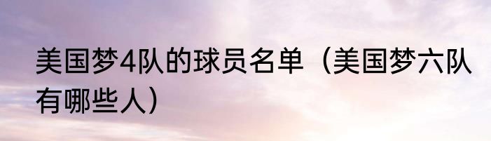 美国梦4队的球员名单（美国梦六队有哪些人）