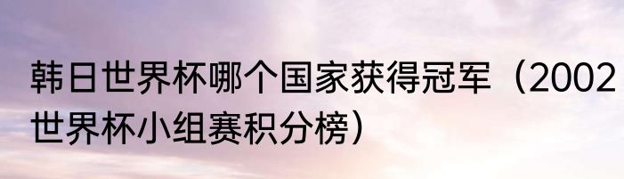 韩日世界杯哪个国家获得冠军（2002世界杯小组赛积分榜）
