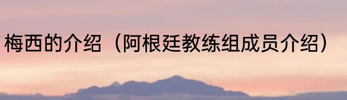 梅西的介绍（阿根廷教练组成员介绍）