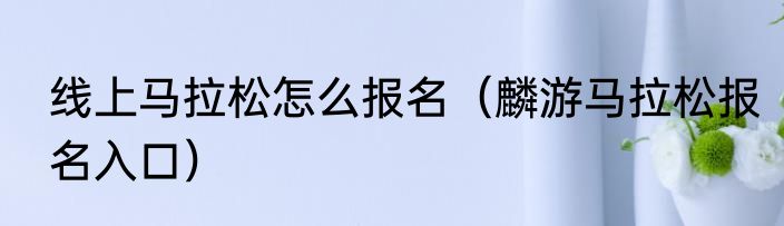 线上马拉松怎么报名（麟游马拉松报名入口）