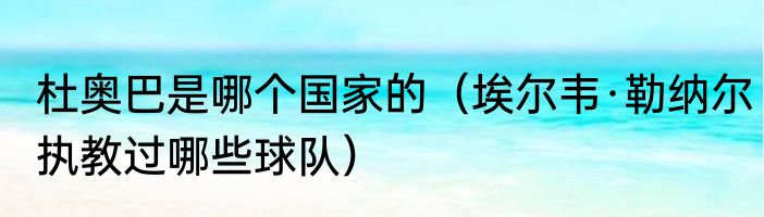 杜奥巴是哪个国家的（埃尔韦·勒纳尔执教过哪些球队）