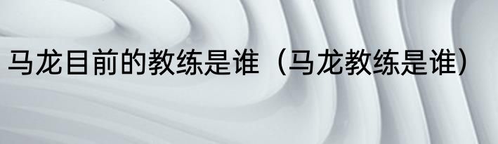 马龙目前的教练是谁（马龙教练是谁）