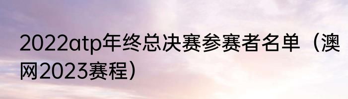 2022atp年终总决赛参赛者名单（澳网2023赛程）