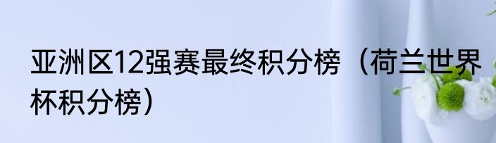 亚洲区12强赛最终积分榜（荷兰世界杯积分榜）