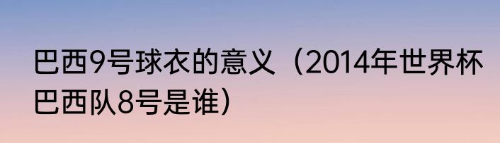 巴西9号球衣的意义（2014年世界杯巴西队8号是谁）