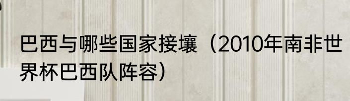 巴西与哪些国家接壤（2010年南非世界杯巴西队阵容）